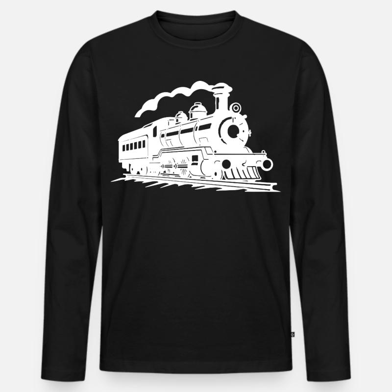 Eisenbahn - Männer Premium Bio Langarmshirt - Schwarz