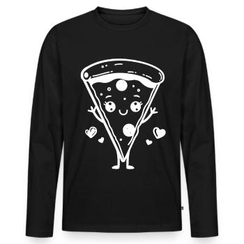 Style Pizza BD - T-shirt manches longues Premium bio Homme - noir - Devant - Nico (187cm)