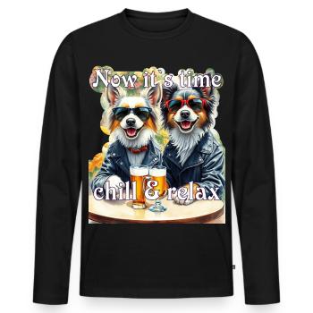 Glückliche Hunde Sonnenbrille Bier Biker Bierzeit - Männer Premium Bio Langarmshirt - Schwarz - Vorne - Nico (187cm)