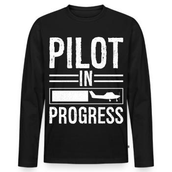 Pilot In progress - Men's Premium Organic Long Sleeve Shirt - black - Front - Nico (187cm)