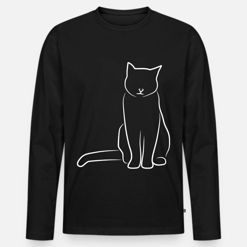 Katze Skizze - Männer Premium Bio Langarmshirt - Schwarz