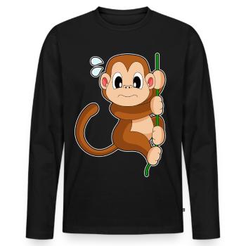 Affe Liane Dschungel - Männer Premium Bio Langarmshirt - Schwarz - Vorne - Nico (187cm)