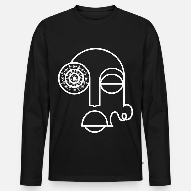 Abstraktes Gesicht / Modernes abstraktes Gesicht - Männer Premium Bio Langarmshirt - Schwarz
