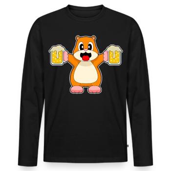 Hamster Bier - Männer Premium Bio Langarmshirt - Schwarz - Vorne - Nico (187cm)
