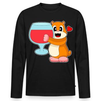 Vin rouge hamster - T-shirt manches longues Premium bio Homme - noir - Devant - Nico (187cm)