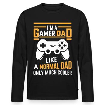 Gamer Dad Shirt, Funny Dad T-Shirt, Father's Day G - T-shirt manches longues Premium bio Homme - noir - Devant - Nico (187cm)
