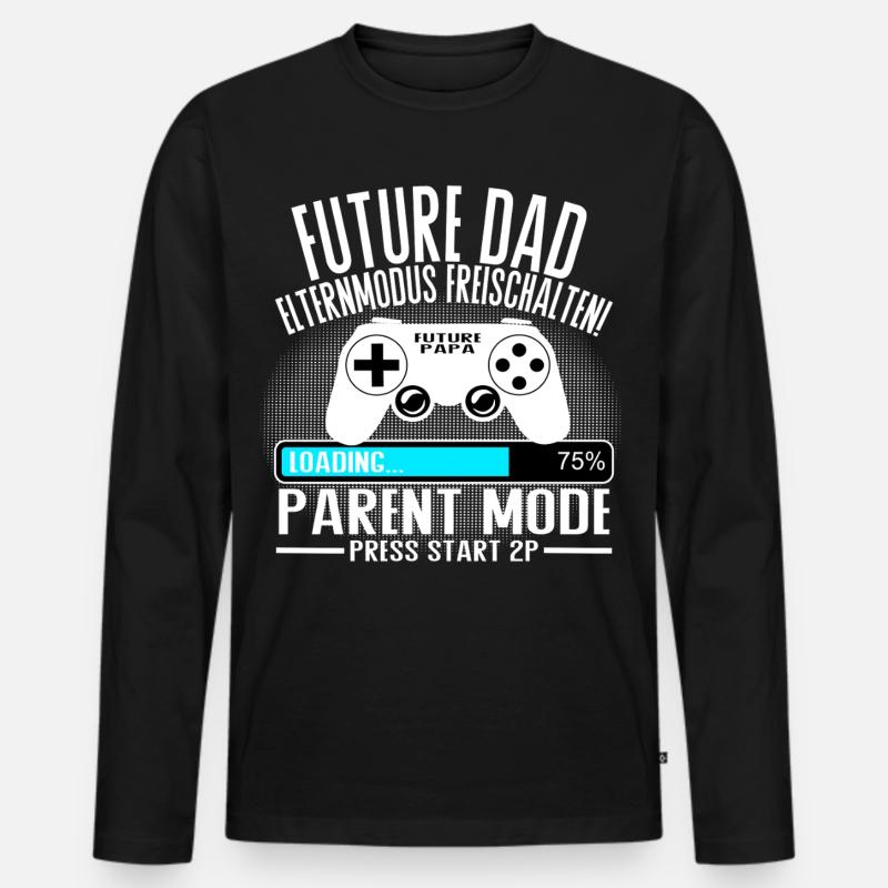 Future Dad – Parent Mode On - Männer Premium Bio Langarmshirt - Schwarz