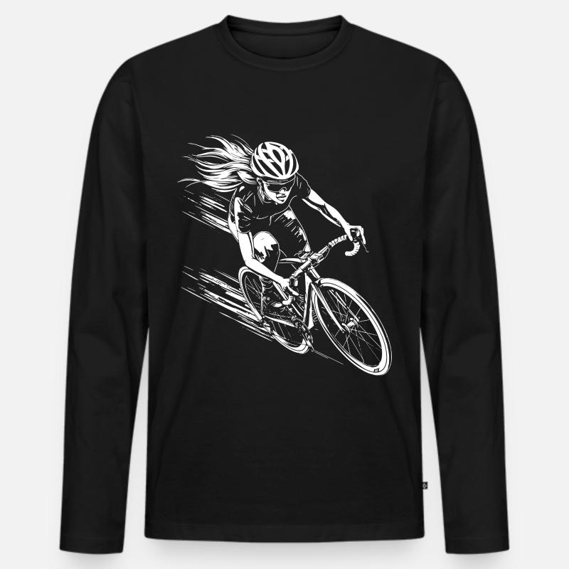 Radfahrerin - Männer Premium Bio Langarmshirt - Schwarz
