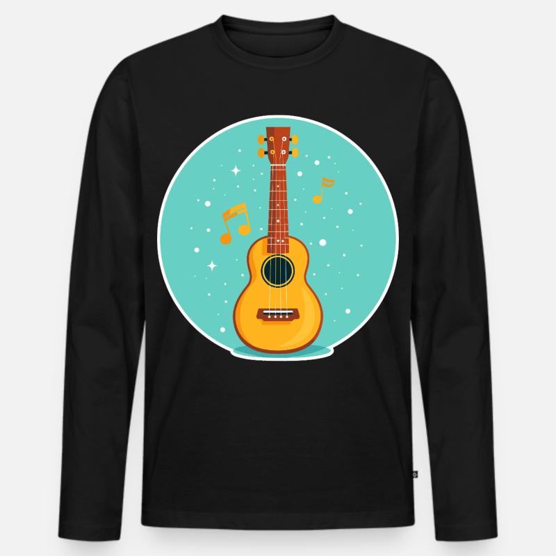 Ukulele Illustration - Männer Premium Bio Langarmshirt - Schwarz