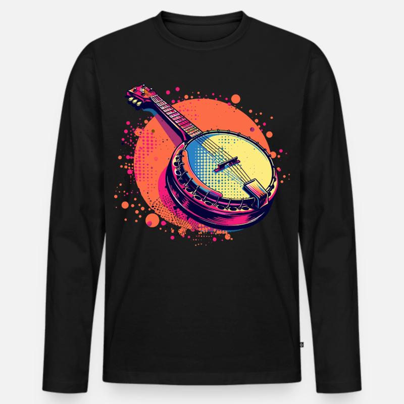 Banjo Comic Look - Männer Premium Bio Langarmshirt - Schwarz