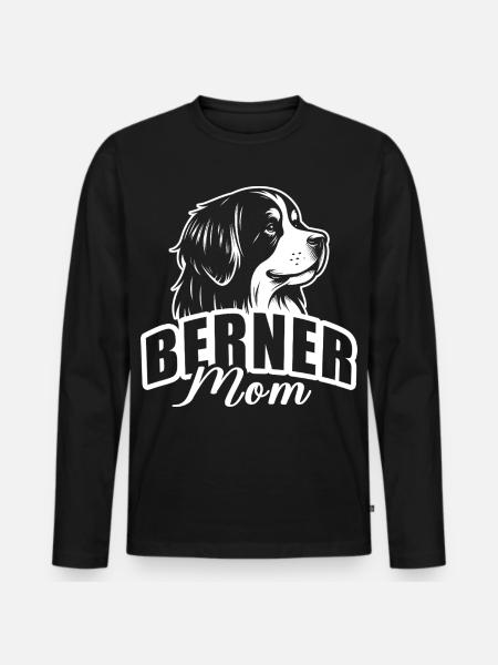 "Berner Mom" mit Hundekopf - Männer Premium Bio Langarmshirt - Schwarz