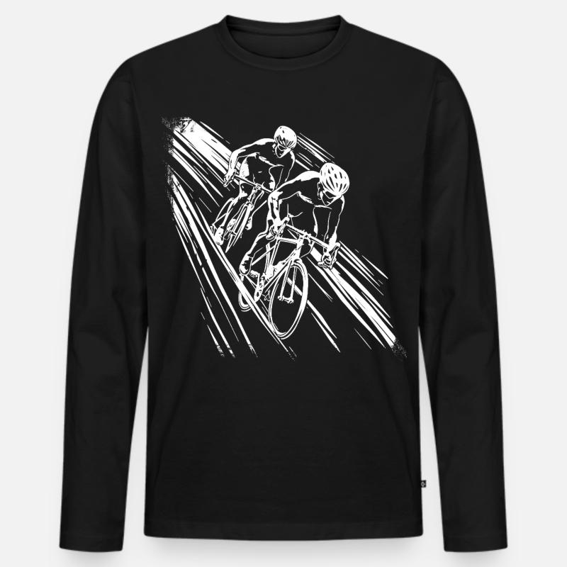 Radfahrer Grafik - Männer Premium Bio Langarmshirt - Schwarz