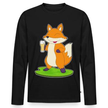 Fuchs Bier - Männer Premium Bio Langarmshirt - Schwarz - Vorne - Nico (187cm)