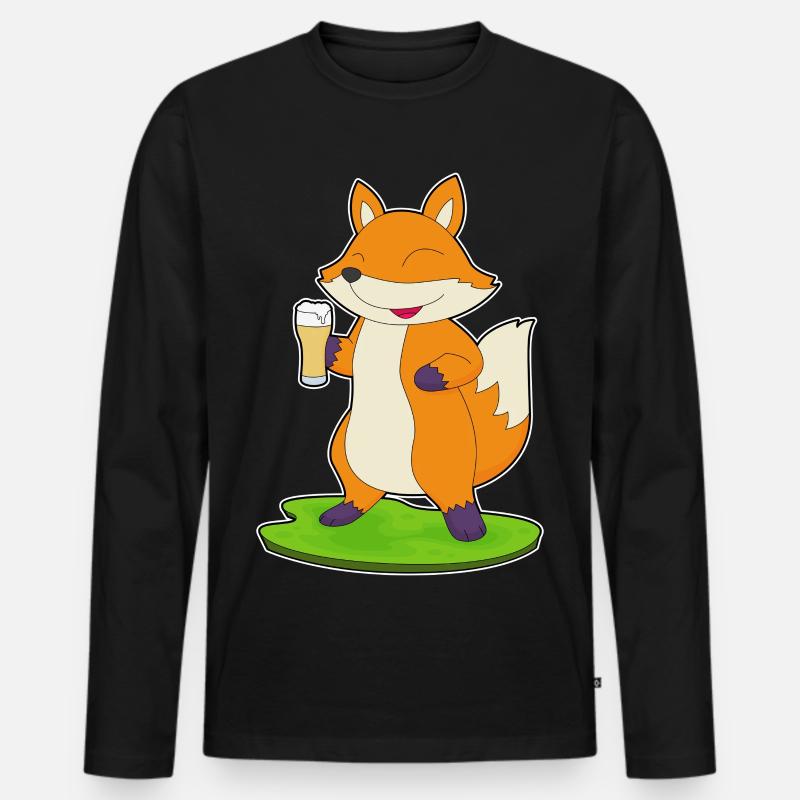 Fuchs Bier - Männer Premium Bio Langarmshirt - Schwarz