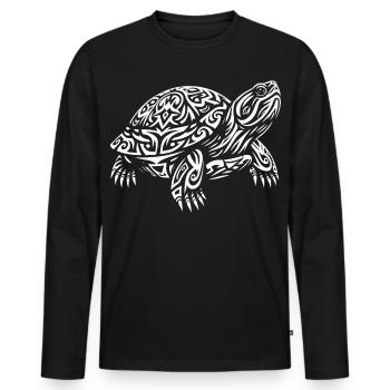 Tortue tribale - T-shirt manches longues Premium bio Homme - noir - Devant - Nico (187cm)