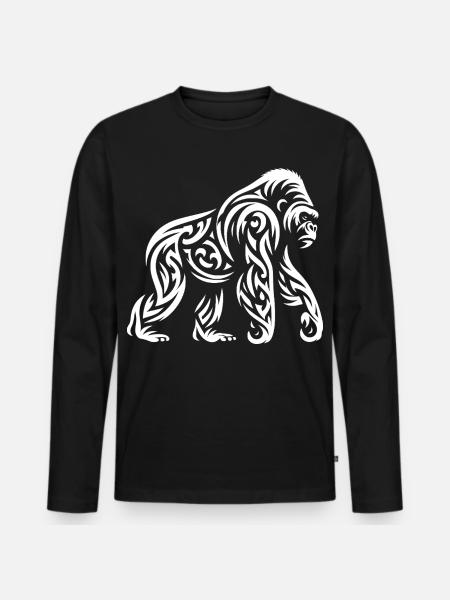 Gorille tribal - T-shirt manches longues Premium bio Homme - noir