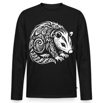 Opossum tribal - T-shirt manches longues Premium bio Homme - noir - Devant - Nico (187cm)