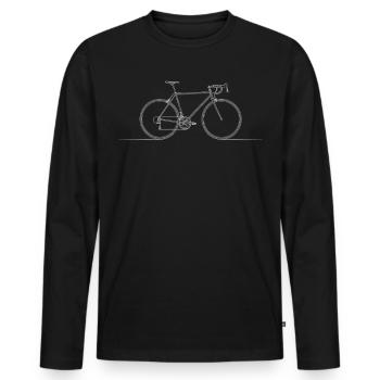 Croquis de vélo élégant Look minimaliste - T-shirt manches longues Premium bio Homme - noir - Devant - Nico (187cm)