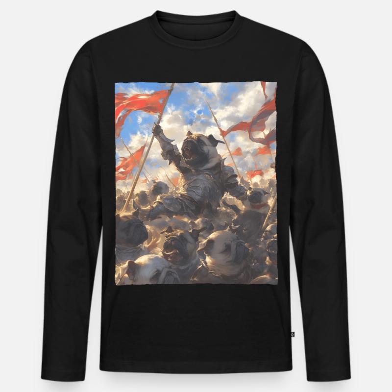 Epische Mops Revolution Kunstvolles Gemälde - Männer Premium Bio Langarmshirt - Schwarz