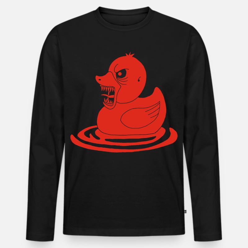 Rote dämonische Ente - Männer Premium Bio Langarmshirt - Schwarz