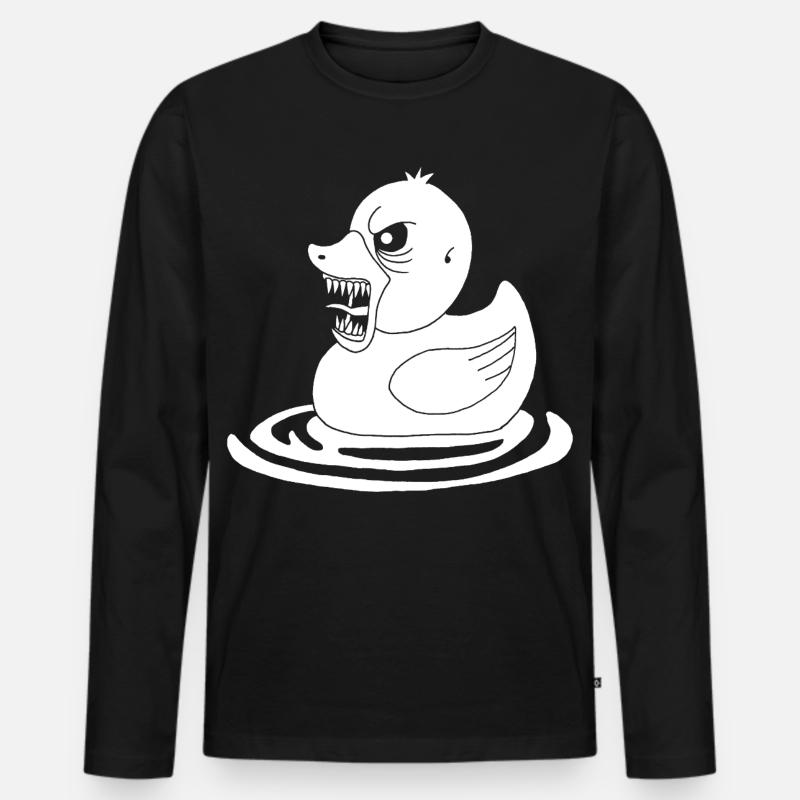 Weiße dämonische Ente - Männer Premium Bio Langarmshirt - Schwarz