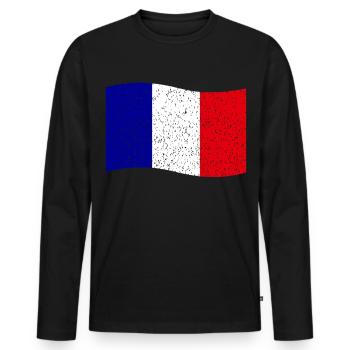 drapeau français vintage - T-shirt manches longues Premium bio Homme - noir - Devant - Nico (187cm)