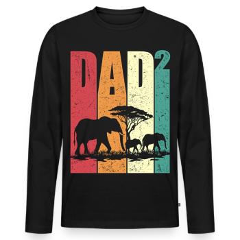 Elephant Two Kids Dad High 2 Father's Day Gift - Men's Premium Organic Long Sleeve Shirt - black - Front - Nico (187cm)