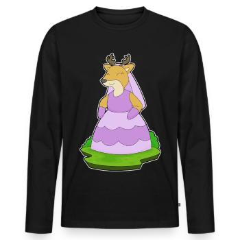 Cerf Voile de mariée Mariage - T-shirt manches longues Premium bio Homme - noir - Devant - Nico (187cm)