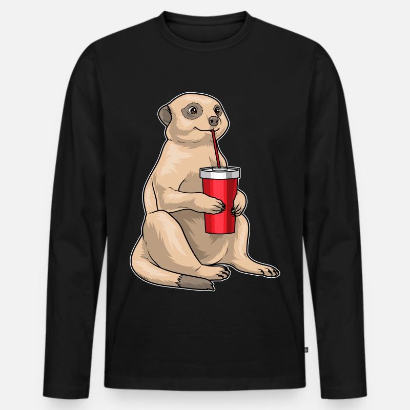 Erdmännchen Becher - Männer Premium Bio Langarmshirt - Schwarz