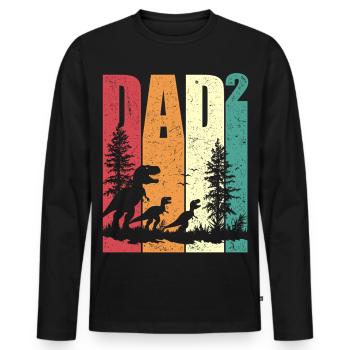Dino Dad High Two Dad Two Children Father's Day - Men's Premium Organic Long Sleeve Shirt - black - Front - Nico (187cm)