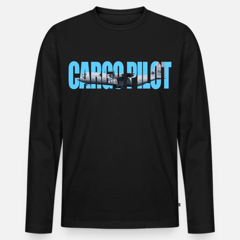 Cargo pilot C-130 - Männer Premium Bio Langarmshirt - Schwarz
