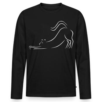 Cat line art drawing - Men's Premium Organic Long Sleeve Shirt - black - Front - Nico (187cm)