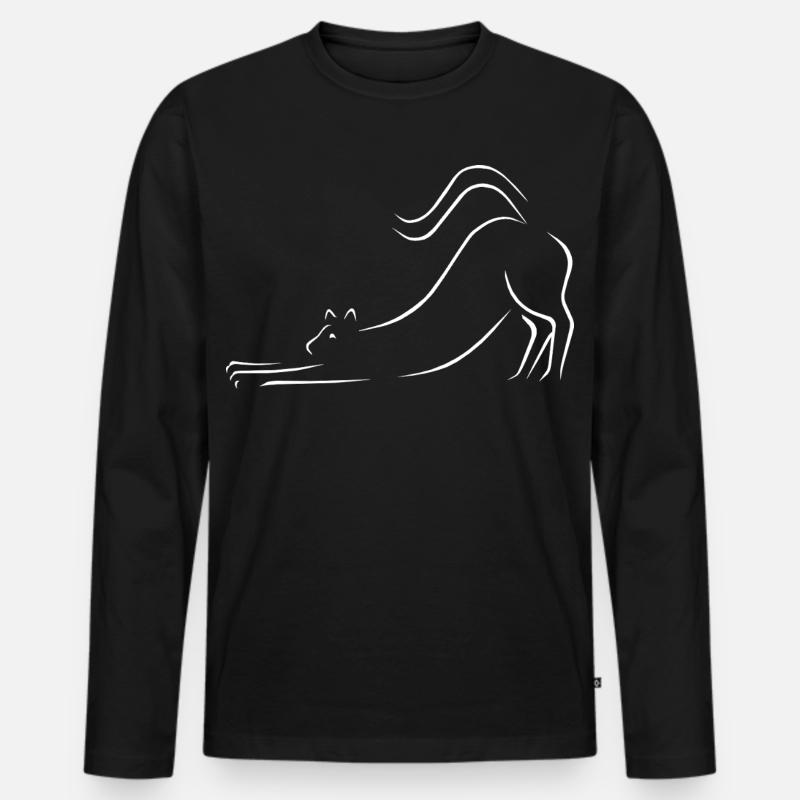 Katze Strichzeichnung - Männer Premium Bio Langarmshirt - Schwarz