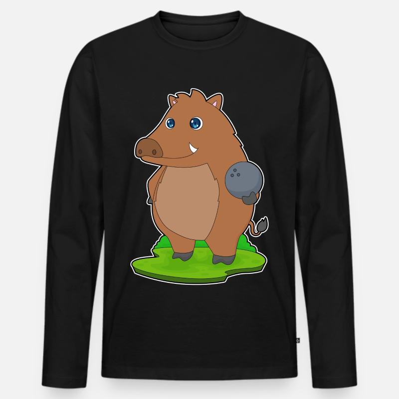 Eber Bowling Bowlingkugel - Männer Premium Bio Langarmshirt - Schwarz