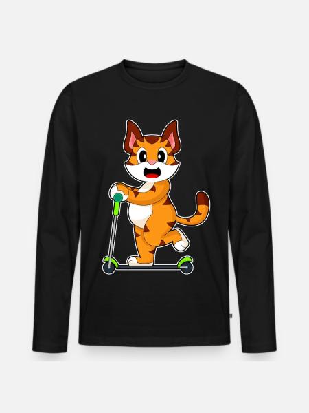 Tiger Scooter - Men's Premium Organic Long Sleeve Shirt - black