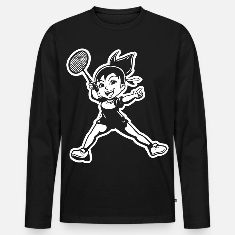 Badmintonspielerin - Männer Premium Bio Langarmshirt - Schwarz