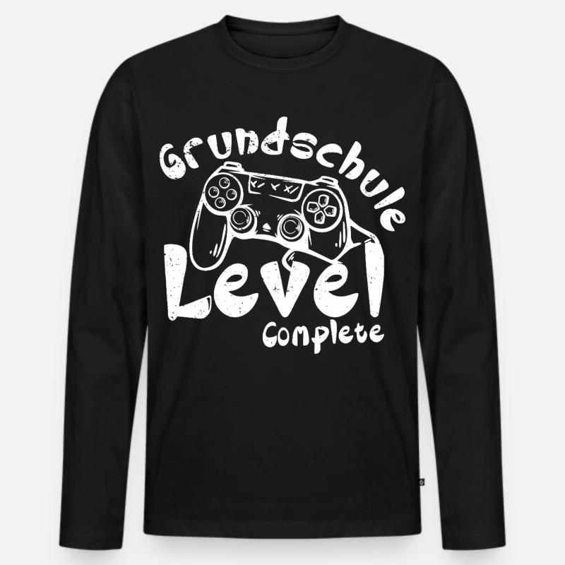 Grundschule Level Complete - Männer Premium Bio Langarmshirt - Schwarz