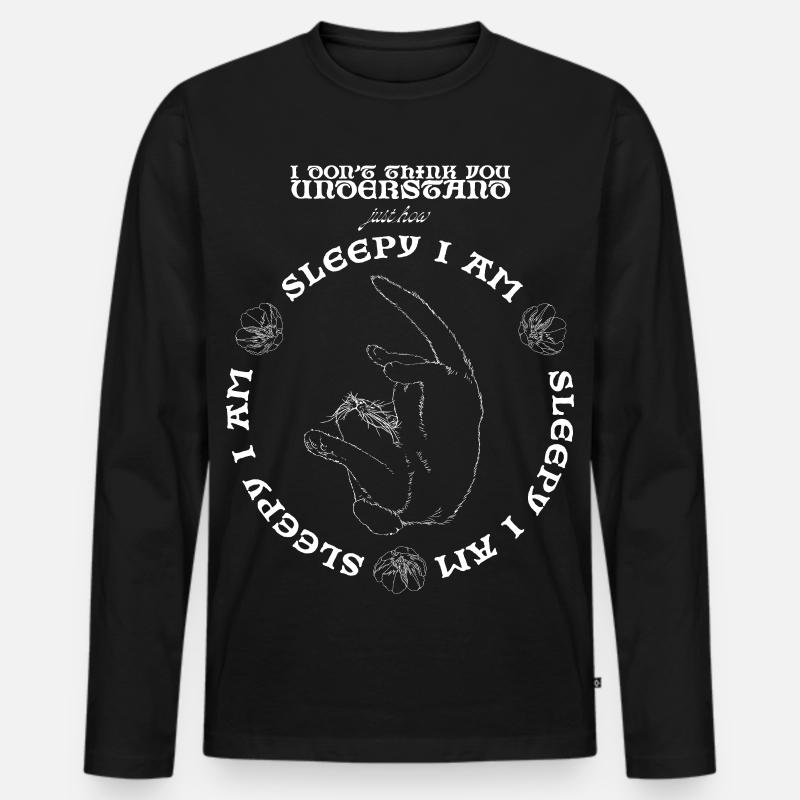 SCHLÄFRIG - Männer Premium Bio Langarmshirt - Schwarz