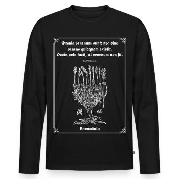 Citation latine de Paracelse – Illustration de lavande - T-shirt manches longues Premium bio Homme - noir - Devant - Nico (187cm)