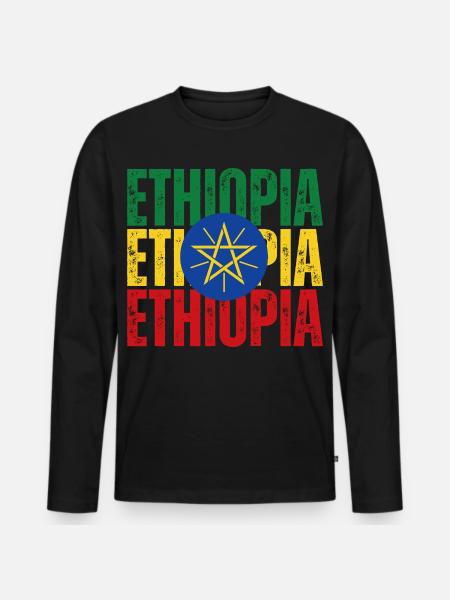 Ethiopian flag, Ethiopian pride - Men's Premium Organic Long Sleeve Shirt - black