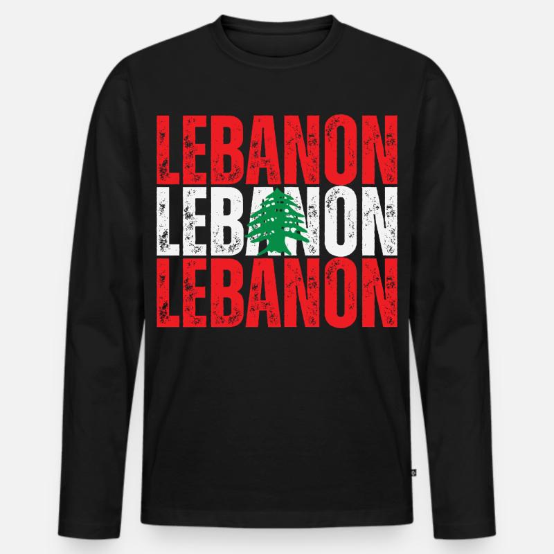 Flagge des Libanon, libanesischer Stolz - Männer Premium Bio Langarmshirt - Schwarz