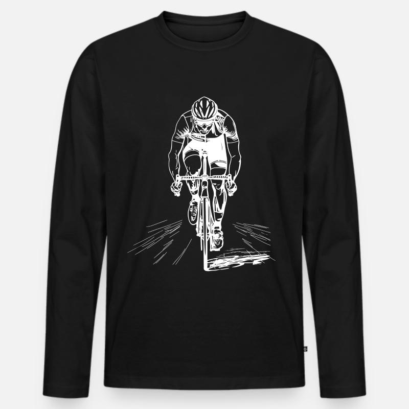 Radfahrer Skizze - Männer Premium Bio Langarmshirt - Schwarz