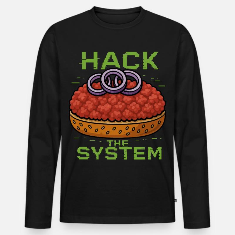 Hack the System – Mettbrötchen Shirt - Gourmett - Männer Premium Bio Langarmshirt - Schwarz