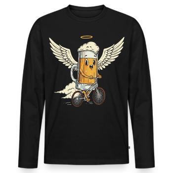 Funny Beer Bicycle Angel Men's Day Father's Day Tour - Men's Premium Organic Long Sleeve Shirt - black - Front - Nico (187cm)