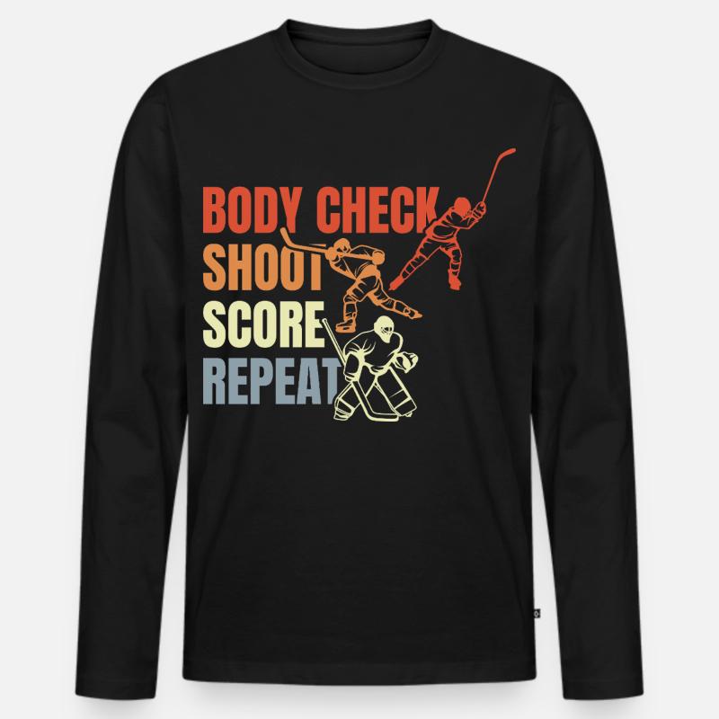 Eishockey Spruch - Männer Premium Bio Langarmshirt - Schwarz