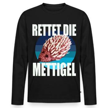 Save the Mettigel - Men's Premium Organic Long Sleeve Shirt - black - Front - Nico (187cm)