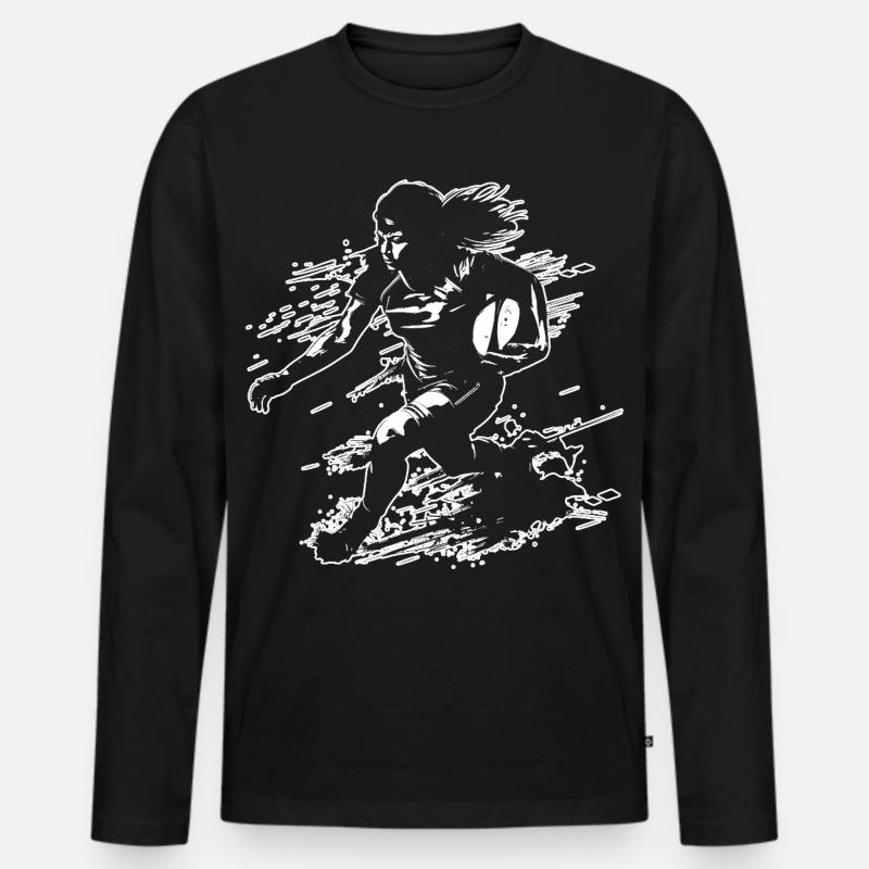 Rugbyspielerin - Männer Premium Bio Langarmshirt - Schwarz