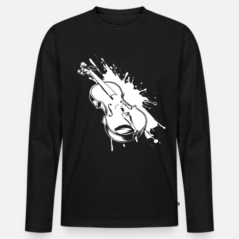 Violine Graffiti - Männer Premium Bio Langarmshirt - Schwarz