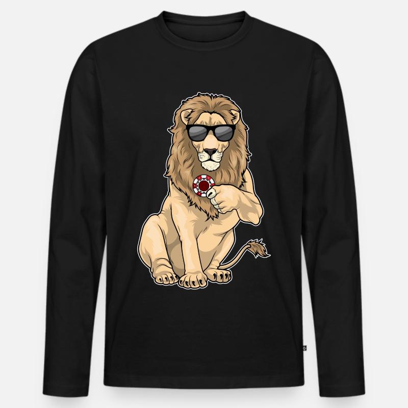 Löwe Poker Pokerchips - Männer Premium Bio Langarmshirt - Schwarz