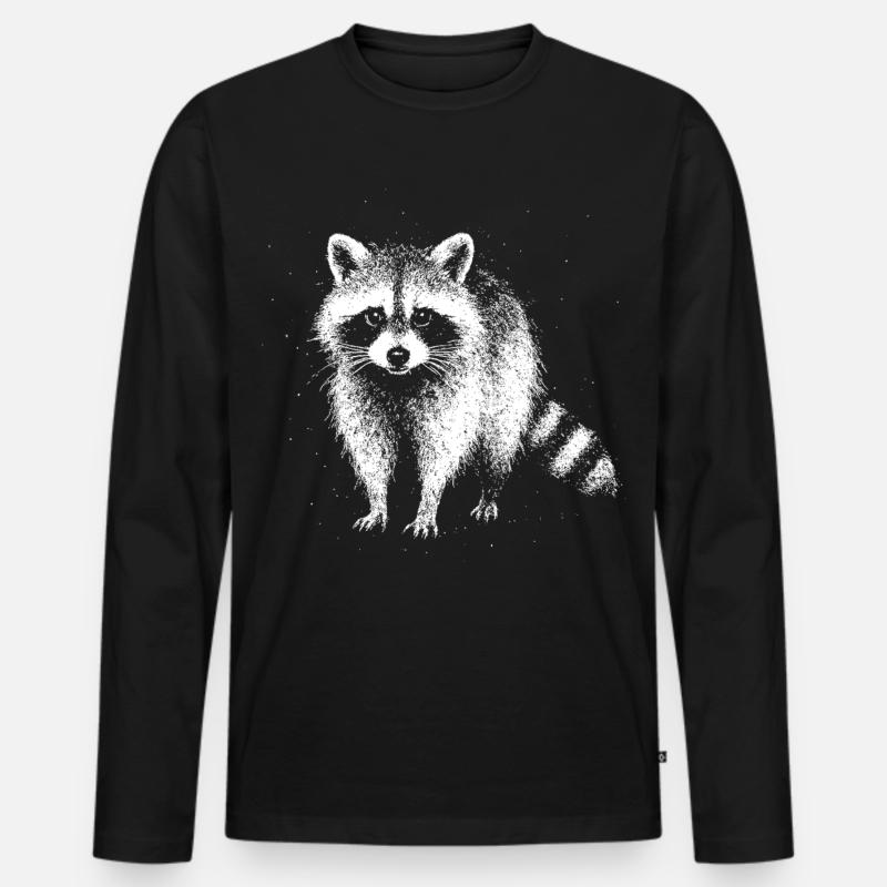 Kleiner Waschbär - Männer Premium Bio Langarmshirt - Schwarz